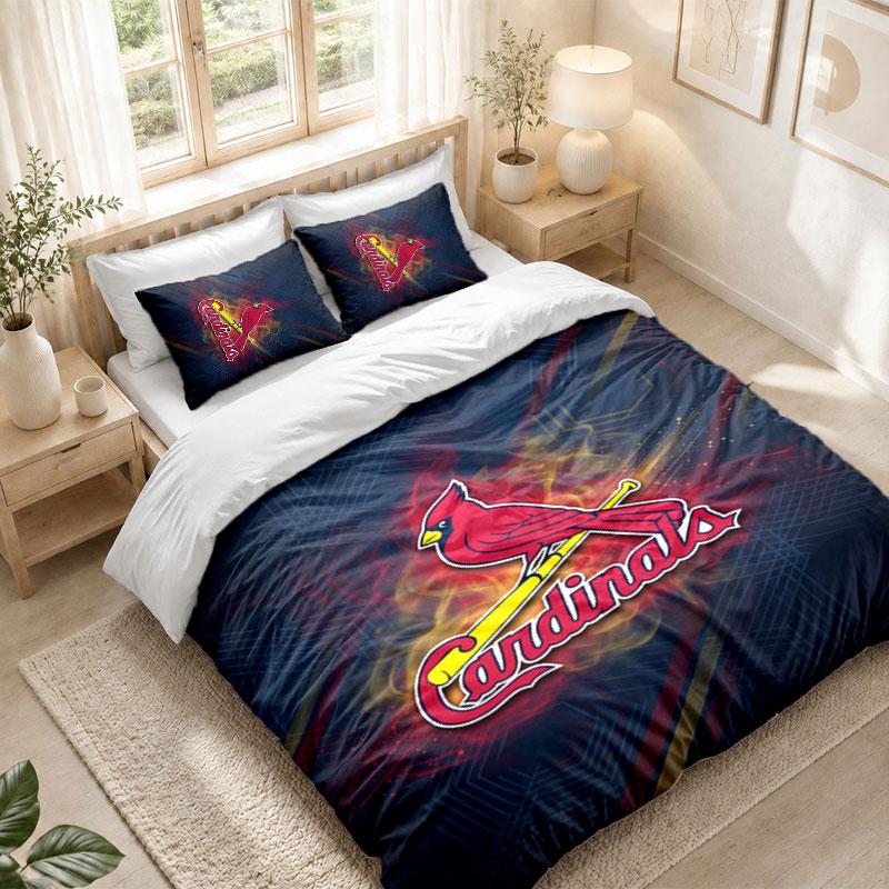 Bedding Set 1 Duvet Cover 2 Pillowcases St. Louis Cardinals Print Bedroom Home Decoration