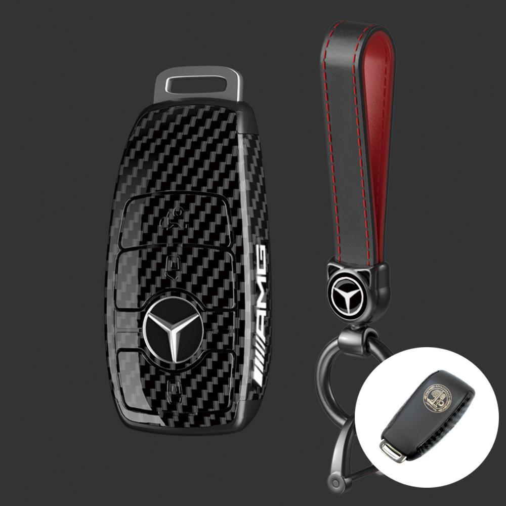 Neue PC Kohlefaser Autoschlüsselanhänger Für Mercedes Benz AMG A C E S G Klasse GLC CLE CLA GLS W205 Auto Schlüsselhülle Schlüsselanhänger Zubehör BD1
