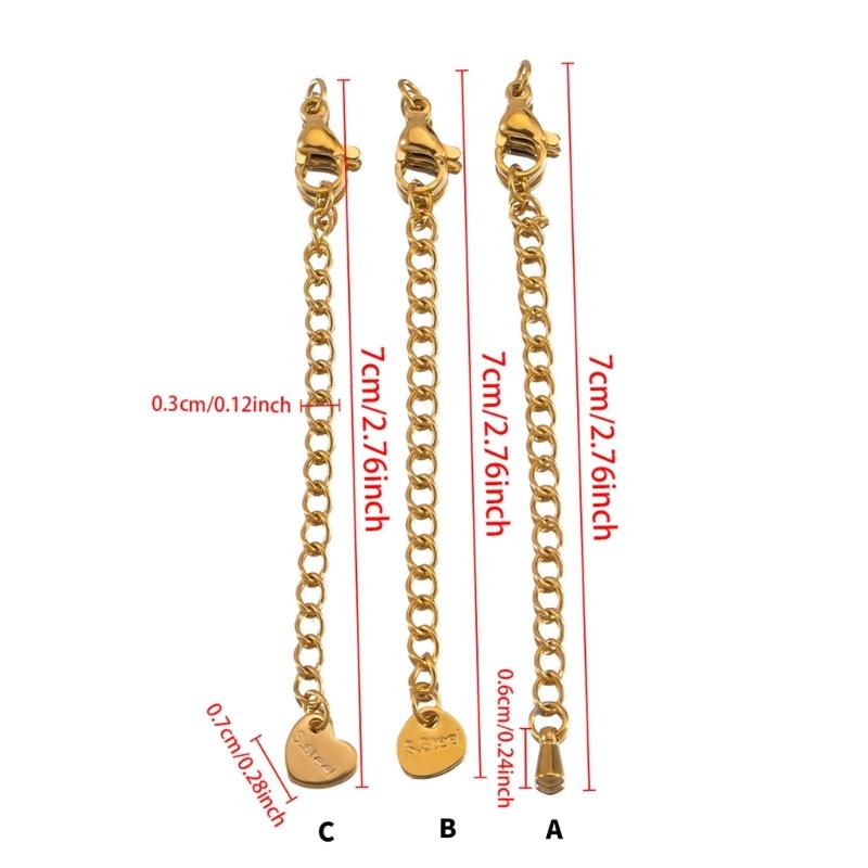 Pack of 10pcs Stainless Steel Adjustable Lobster Clasp Extension Chain for Jewelry Making and Bracelet Extender