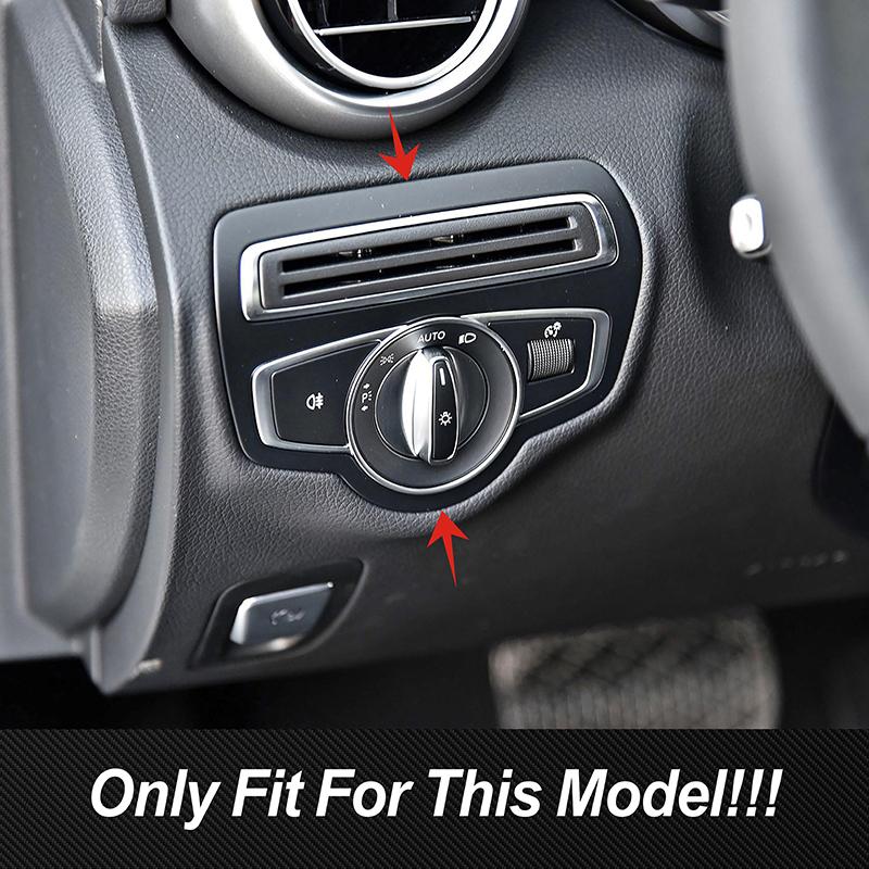 For Mercedes Benz C Class W205 GLC X253 2015- Car Console Headlight Switch Adjustment Button Frame Trim Interior Accessories