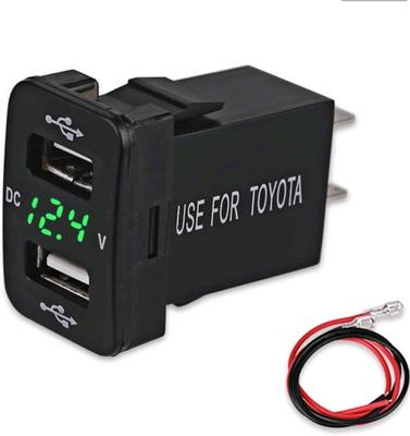 Iwamatu Toyota A Type Dedicated Daihatsu Car Voltmeter Included Rapid 4.2A Dual USB Port Green LCD