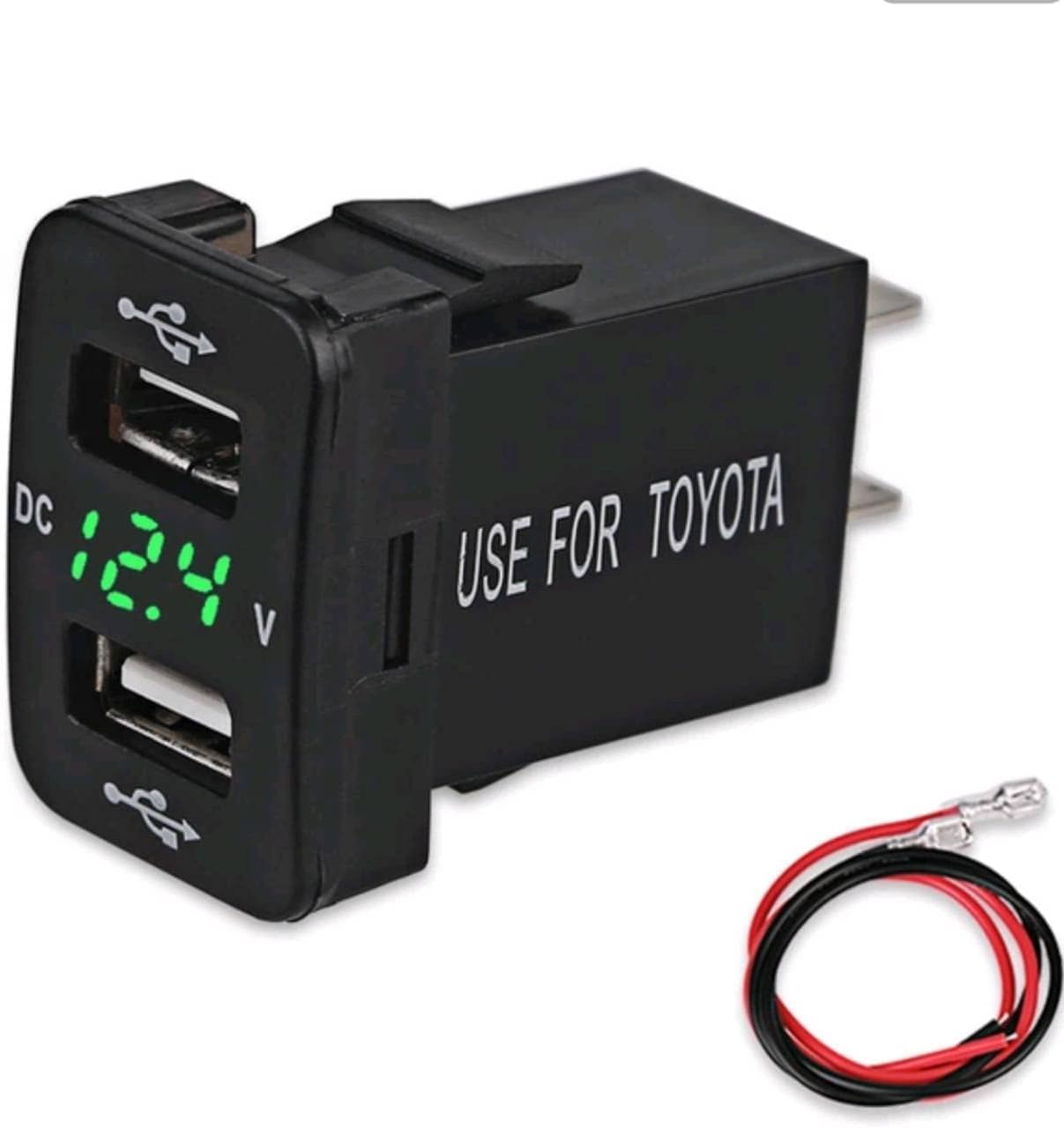 

Iwamatu Toyota A Тип Специальный Daihatsu Автомобильный Вольтметр в комплекте Быстрый 4.2A Двойной USB-порт Зеленый ЖК-дисплей