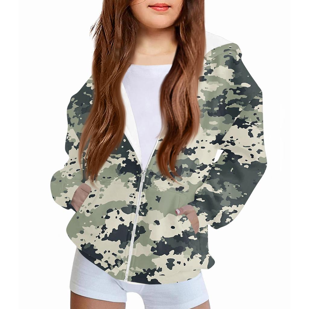 Children's Fashion Christmas Printed Long Sleeved Hooded Sweatshirt Girls' Hoodie Jacket
