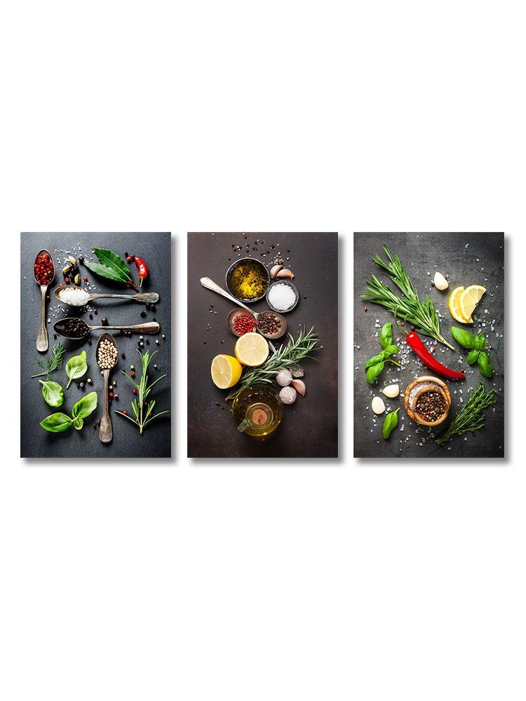 

3 шт. Холст с кухонной тематикой, постер с миксом трав и специй, импрессионистское искусство, декор, живопись для украшения стен столовой 20x30cm No Frame