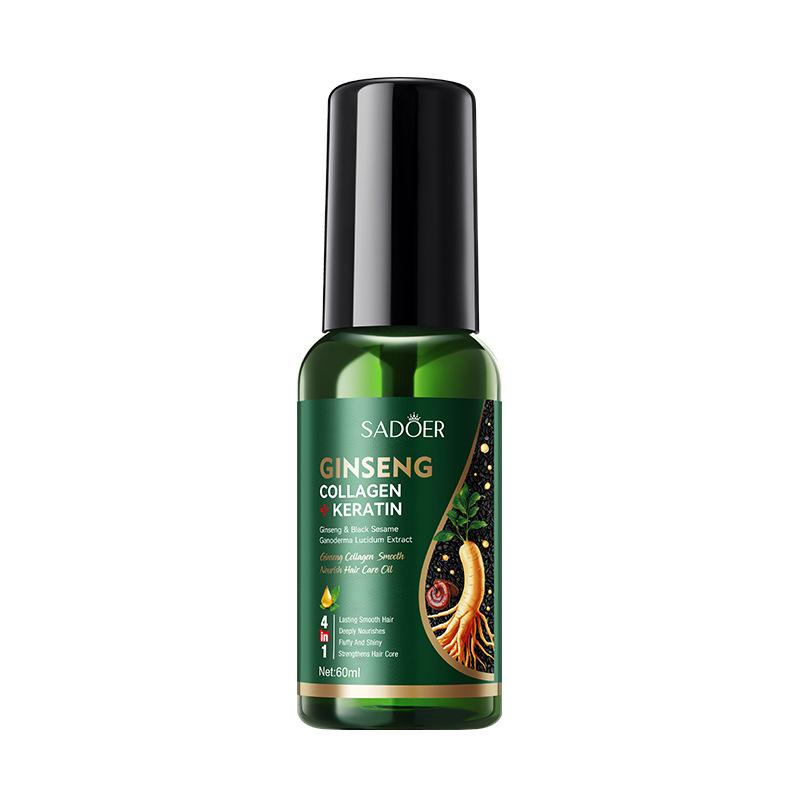 Ginseng Kolagen Olejek Eteryczny do Pielęgnacji Włosów 60ml Nawilżający Nawilżający Zmiękczający Skóra Włosów Produkty Pielęgnacyjne