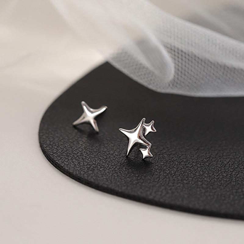 Earrings Four-Pointed Staearrings For Women Korean New Style Trendy Asymmetric Staearrings Cold Style Small Earrings