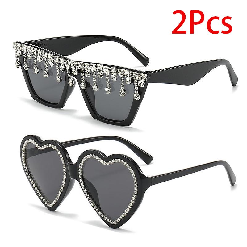 

Неполяризованные солнцезащитные очки в форме сердца со стразами, женские модные солнцезащитные очки «кошачий глаз», классические очки в стиле панк