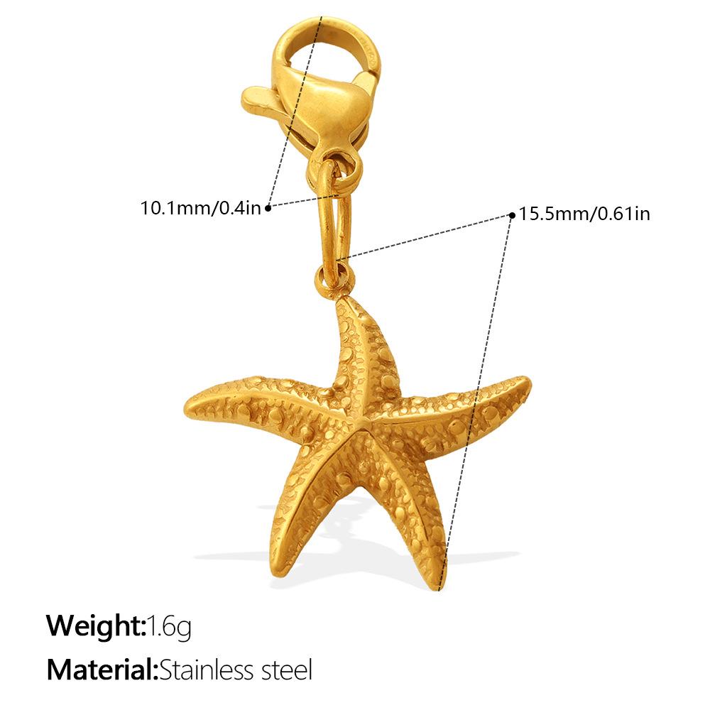 Summer Ocean Series Diamond Starfish Dolphin Lobster Buckle Pendant Stainless Steel Diy Vacation Wind Accessories