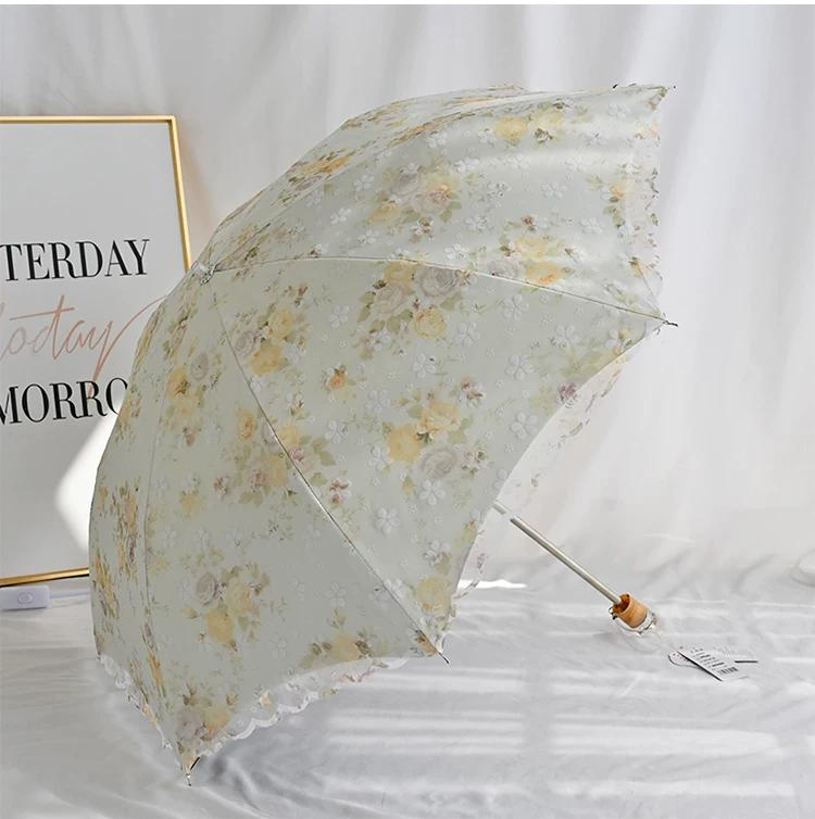 Umbrella Lace Sun Umbrella Female Embroider Sun Protection UV Protection Sun Umbrella Retro Style Princess Umbrella Sunny and Rain Dual-Use