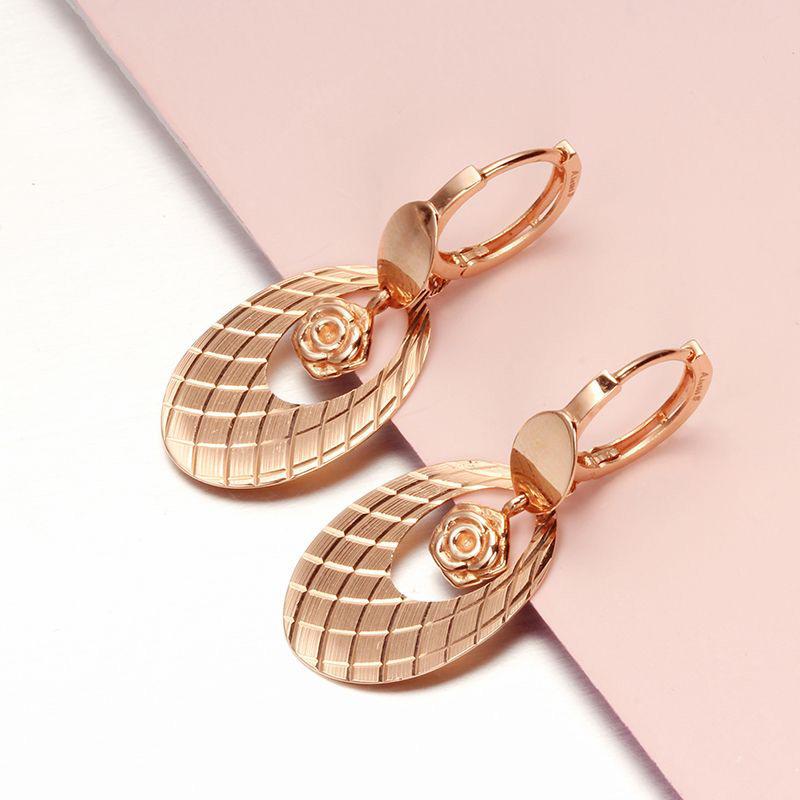 Purple Gold Shiny Smart Rose Shiny Earrings Women'S Rose Gold Plated Ear Buckles Classic