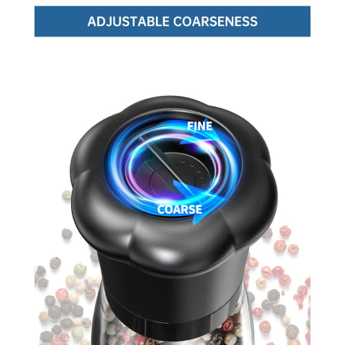 CIRCLE JOY Manual Pepper Mill, Spice Mill for Professional Chefs, Refillable Pepper Shaker, Ceramic Blade, Adjustable Coarseness, BPA-Free 180ml Glass