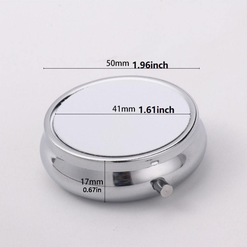 Metal Pill Capsule Box Circular Storage Container Medicine Cases for Travel Floral Print with Mirror Drug Dispenser
