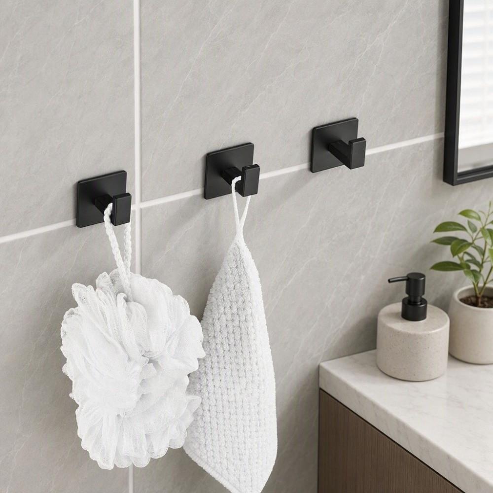 1pc Wall Mounted Adhesive Wall Hooks Aluminum Robe Hook Bathroom Hook for Bath Kitchen Bedroom