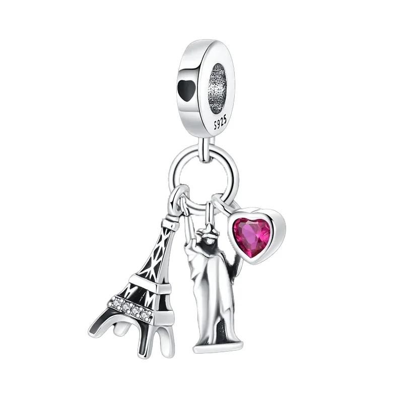 Copper Metal Eiffel Tower Pendant Bead Component Lighthouse Plane Pendant Bead Component Charm Bead Components Compatible With Authentic Original