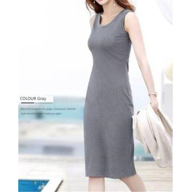 

Mid Length Suspender Sleeveless Dress Mid Length Long Length Spaghetti Straps Sleeveless Dress Gray XL(XL)