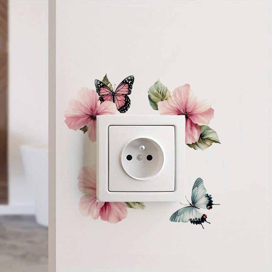 Watercolour Floral Butterfly Socket Self-Adhesive Wall Decoration Stickers