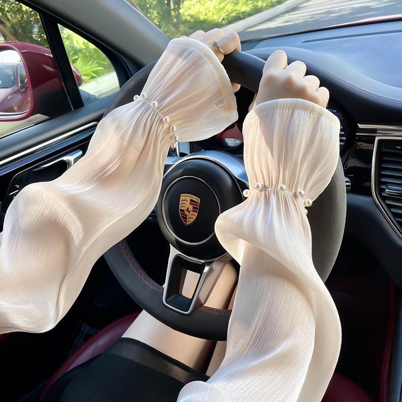 

Жіночі рукавички для захисту від сонця з крижаного шовку в корейському стилі з мереживною вставкою