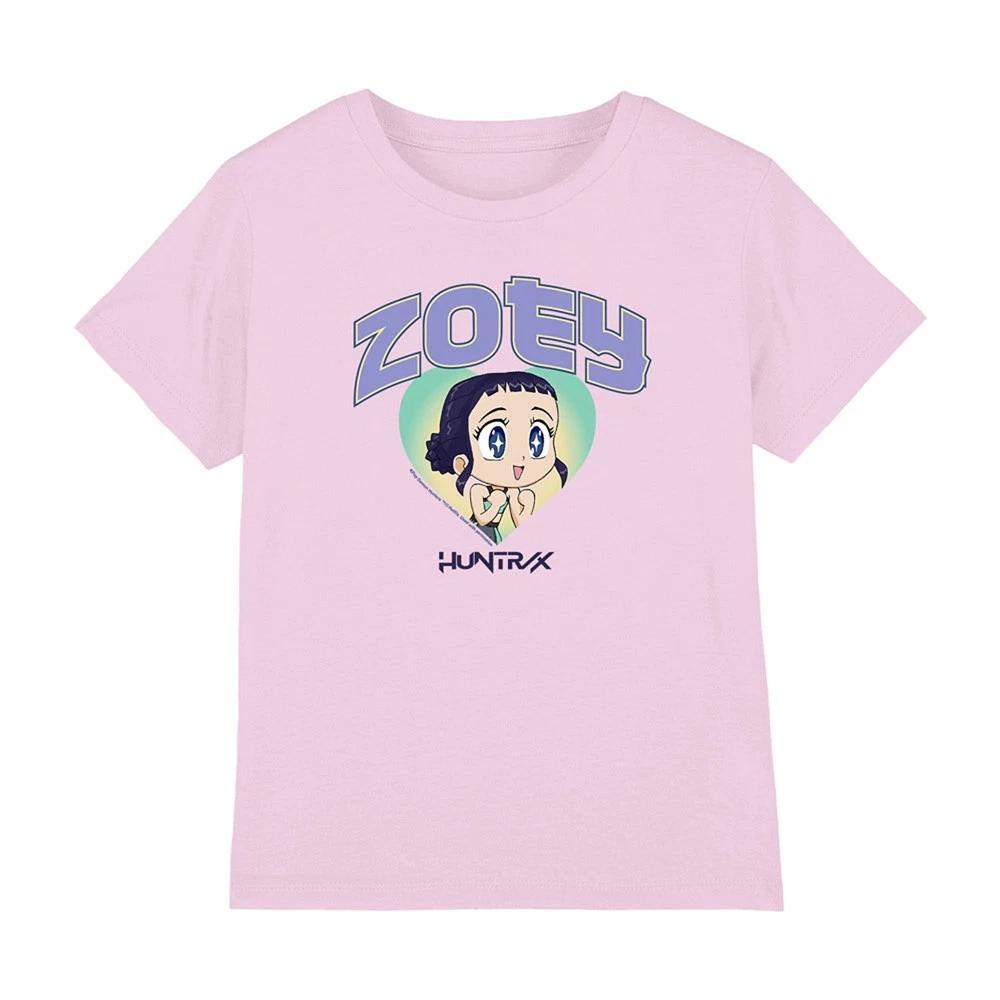 Cacciatori di Demoni Kpop - T-shirt Collegica per Bambini Huntrix Zoey, Rosa Chiaro