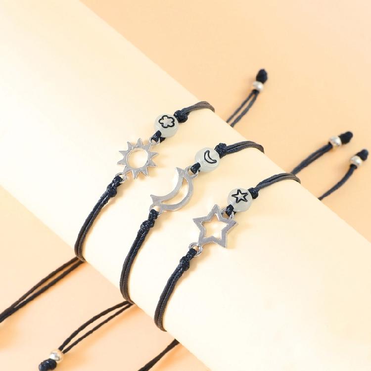 Sun Moon Star Bracelets Handmade Woven Bracelet Jewelry for Best-Friend Family