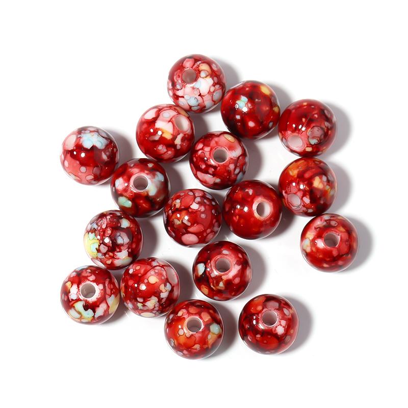 50-100pcs 8/10/12mm Crackle Acrylic Beads Colorful Round Loose Spacer Beads For DIY Jewelry Making Bracelet Necklace Accessories