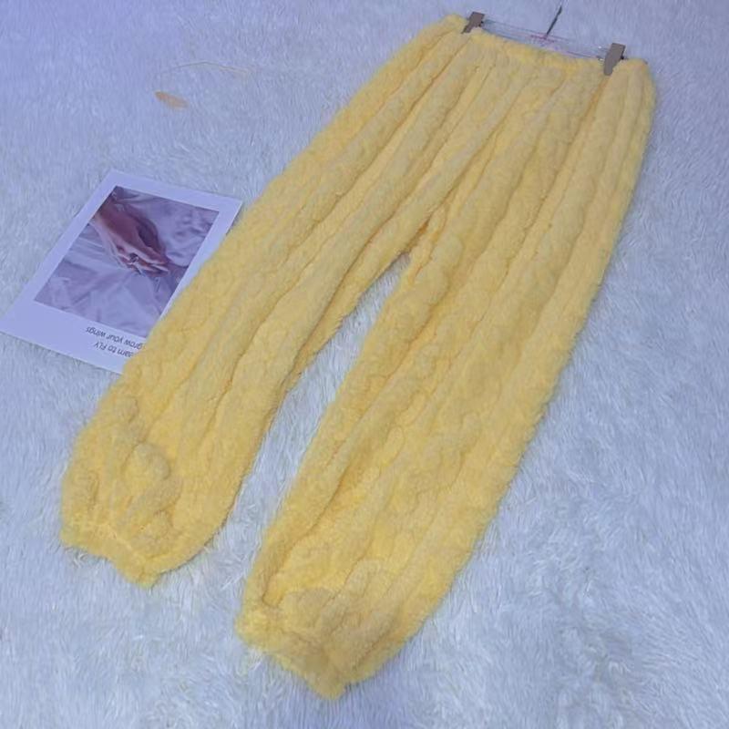 Women's Thick Plush Coral Fleece Pajamas: Warm, Loose-Fit, Plus-Size Pants for Autumn and Winter