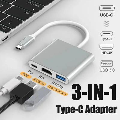 3 V 1 USB C na HDMI-kompatibilný adaptér USB 3.1 Hub Type C nabíjací konvertor pre Samsung S23 Ultra Huawei Xiaomi Laptop Macbook