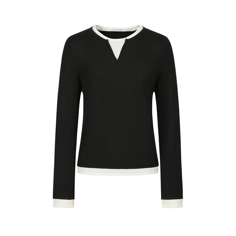 JUZI AnnaCoco Women's Color-Block Faux Two-Piece Wool Blend Sweater