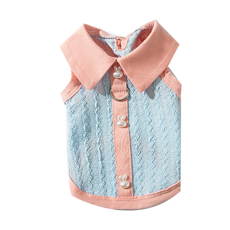Spring and summer dog clothes jacquard knitted polo collar vest teddy bear kitten puppy pet dog dog clothing