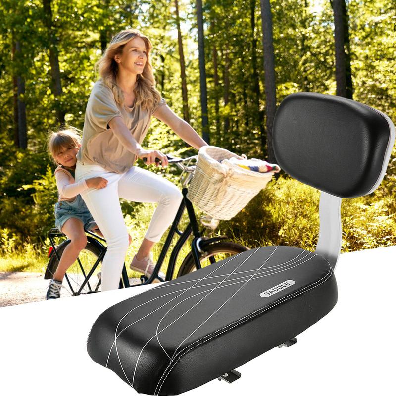 Bicycle Back Seat Bike Water Resistant PU Leather Soft Cushion Rear Rack Seat Children Seat With Back Rest Bicycle Accessories