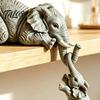 Unique Tabletop Animal Decor Elephant Shelf Sitter, Mother Hanging 2 Baby Elephants on The Modern Resin Craft for Home Decoration Edge, Hand-Painted