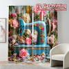 2pcs, 2D FLAT PRINTING Curtains (Without Rod) Floral Stitch Pattern Modern Curtains Durable Polyester Curtains Decorations For