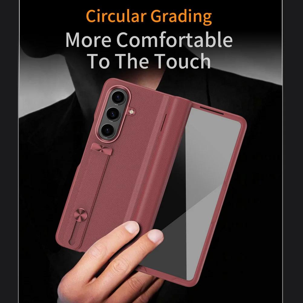 Luxury Business Bottom Stand Hinged Ring Holder Tempered Glass Film Phone Case for Samsung Galaxy Z Fold 7 6 5 4 3 Protect Cover