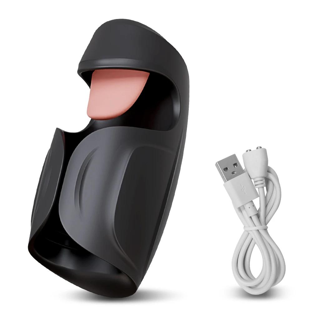 Licking Penis Glans Trainer Male Rotating Tapping Penis Vibrator Vibrating Lasting Delay Endurance Training Sex Toys for Men