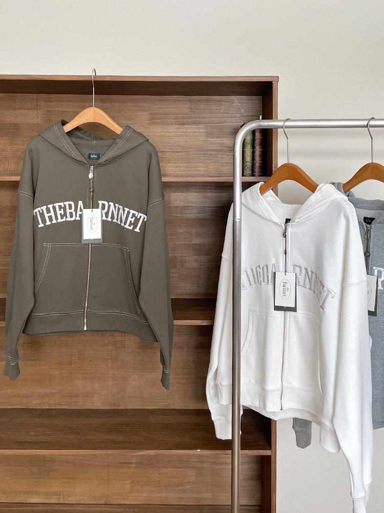 Bestickte Buchstabe H Damen Zip-Up Hoodie Jacke - Herbst 2025 Kollektion