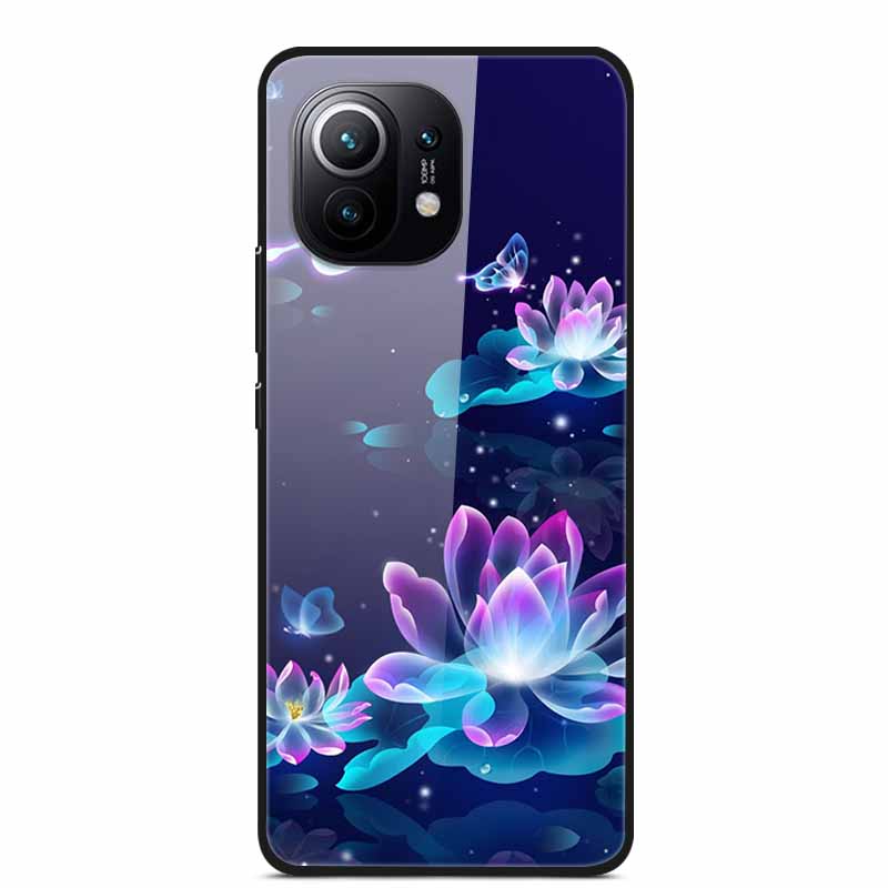 Glass Back Cover For Xiaomi 11 Lite 5G NE Case Soft Edge Hard Tempered Glass Case For Xiaomi Mi 11 Lite 5G NE Phone Case Coque