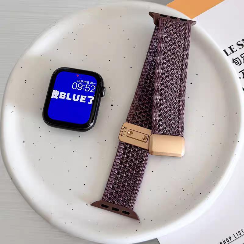 Nylon Woven Magnetic Watch Band For 49mm 46mm 45mm 44 42 41mm Men'S Women'S Knitted Nylon Watch Band for IWatch Series 10 9 8 7