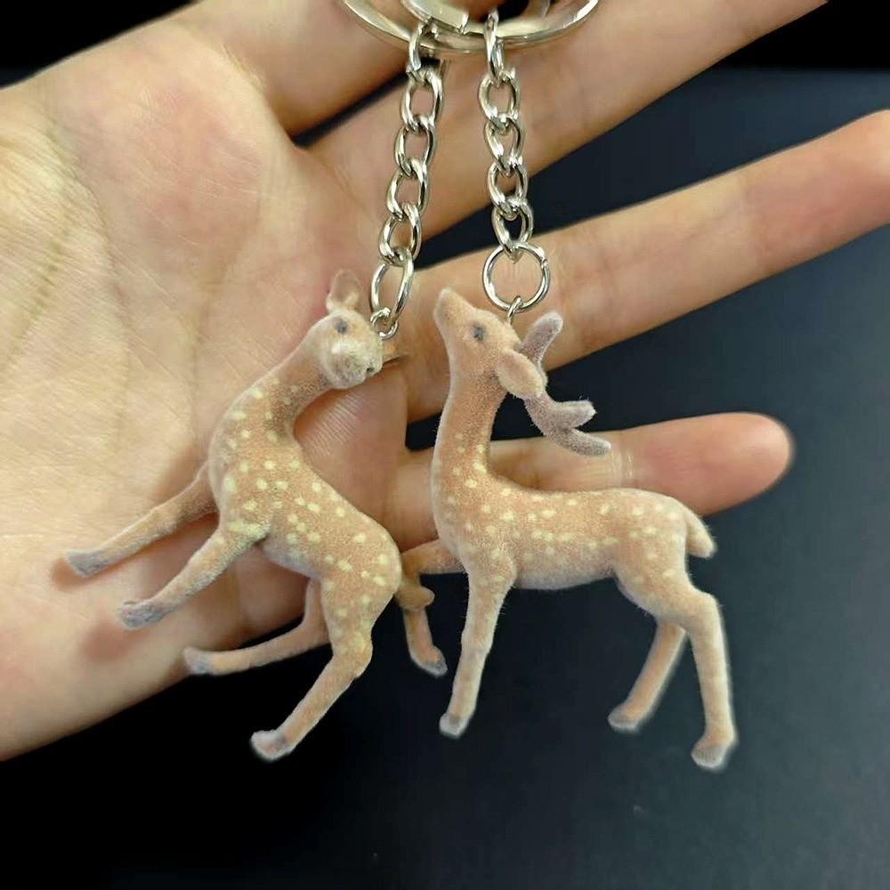 Sika Deer Style Christmas Elk Keychains 3D Design DIY Bead Case Deer Keychain Christmas Gift