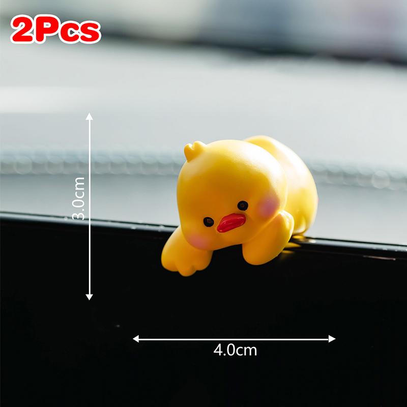 2Pcs Cute Cartoon Mini Small Animals Car Dashboard Accessories Funny Car Interior Ornaments Car Display Screen Decorations Gifts