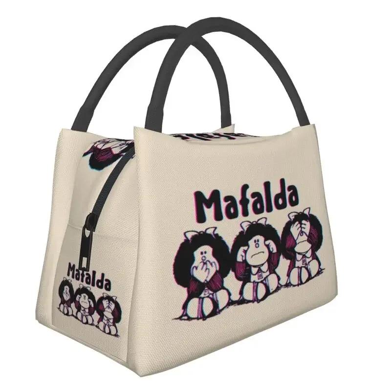 Mafalda Balloon Heart Insulated Lunch Bags for Waterproof Quino Manga Cartoon Cooler Thermal Bento Box Beach Camping Travel