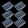 6pcs 5 Grid Compartment Fishing Lure Box Clear PVC Bait Storage Case  For Fishing Gear