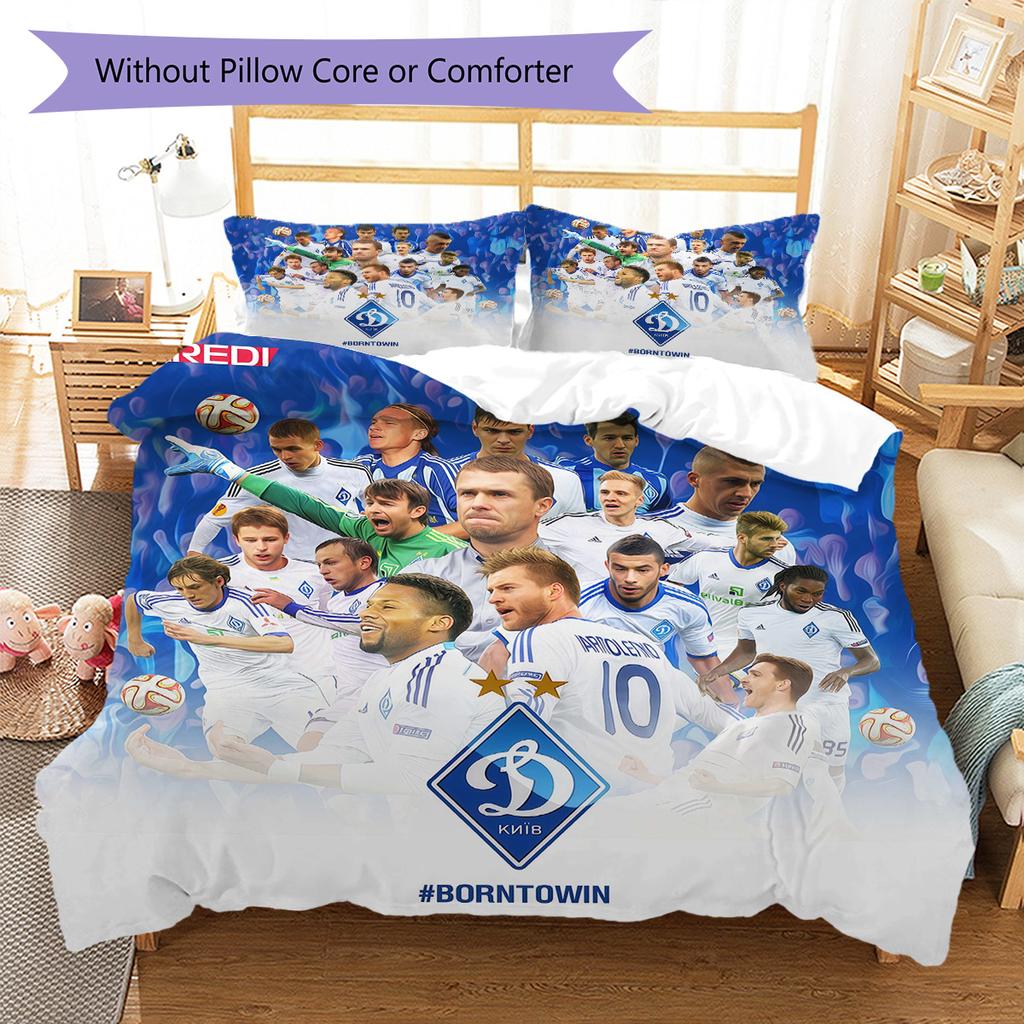 FC Dynamo Kyiv  Pattern Bedding Quilt Set Quilt Cover Pillowcase Home Decoration Birthday Gift (1 * Duvet Cover + 2 * Pillowcase, Without Core)