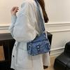 Retro Denim Crossbody Bag Multi Pocket Shoulder Purse with Star Decoration