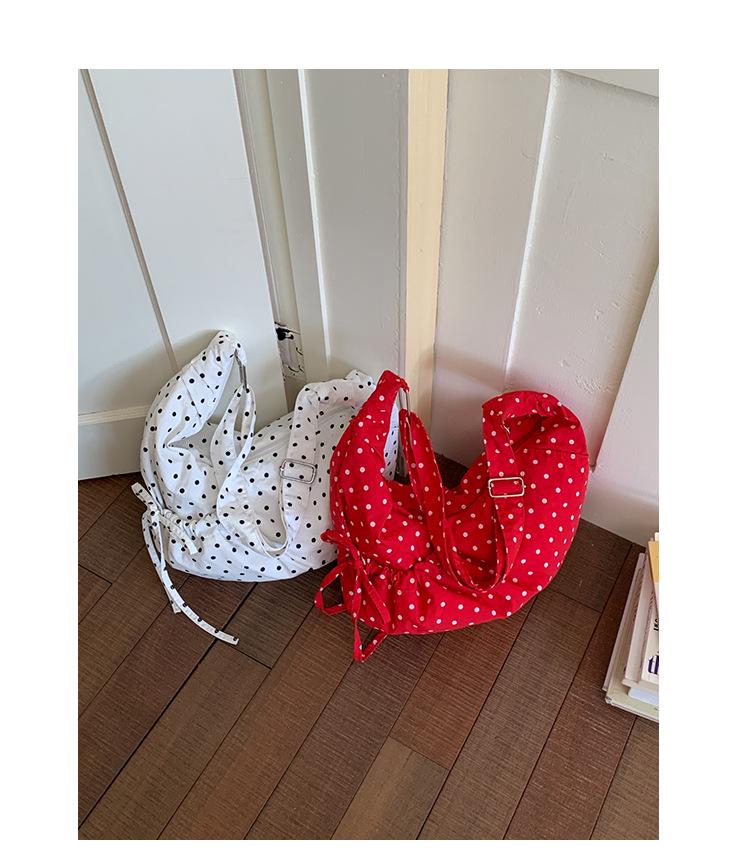 Women's Polka Dot Pleated Crescent Bag