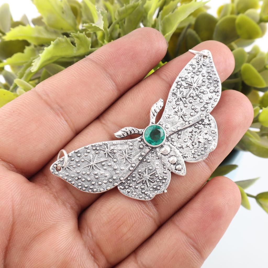 Grüner Smaragd Edelstein Anhänger Schmuck, Handgefertigter Wunderschöner Silberanhänger, 925 Sterling Silber Schmuck Für Hochzeitsgeschenk