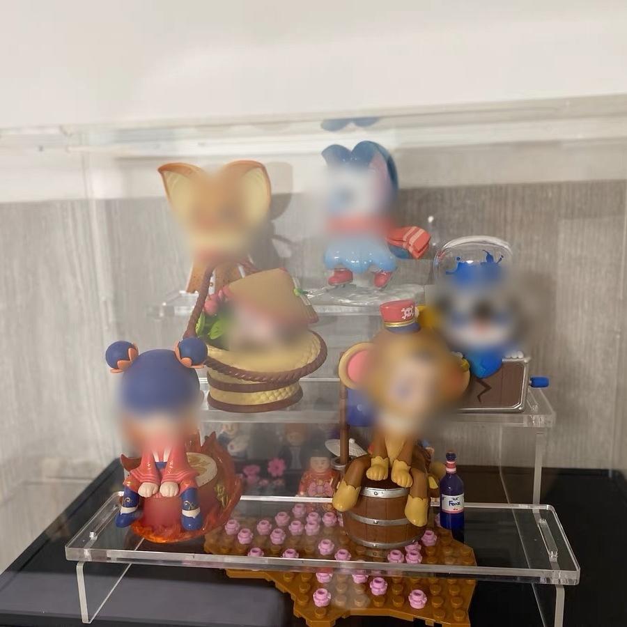 3 Layer Acrylic Color Display Shelf Toy Manual Blind Box Storage Shelf Lipstick Cosmetics Perfume Creative Shelf Storage Box Cupcake Organizer Rack