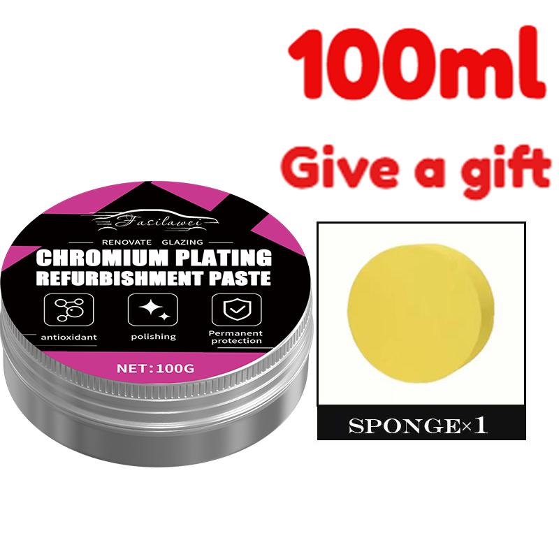 

Chrome-plating professional polishing wax. A simple, wipe-on chrome restoration paste. Restores the original shine to vehicle ch