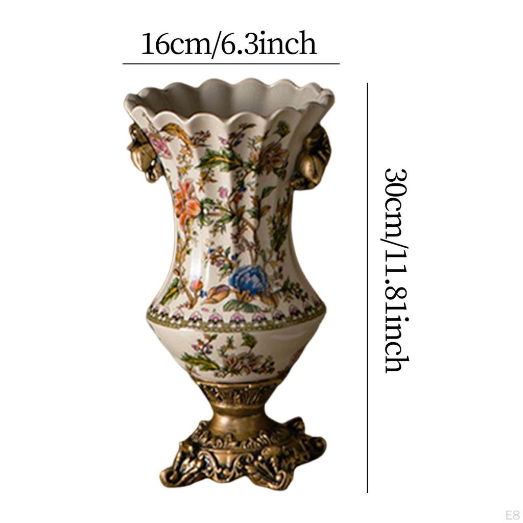 -Flower Vase, Desk Ornament, European Vintage Style, Decorative Table Decoration for