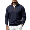 Men's Heavy Weight Knit Zip Up Sweatshirt with Stand Collar Loose Fit Thermal for Casual Wear