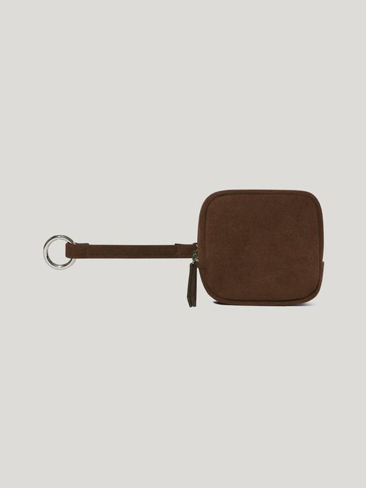 OVHEE Square Suede Handy Pouch Keyring Square Suede Handy Pouch_Chocolate