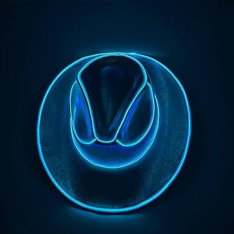 New Arrival Pearlescent Cowboy Hat Dance Costume Decorate Glowing Cowgirl Cap Glowing For Neon NightClub